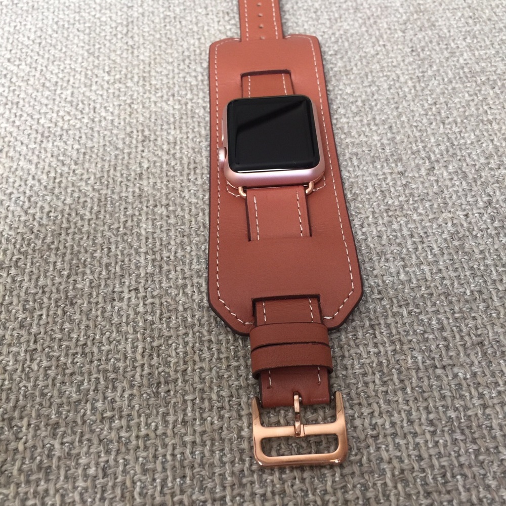 🛍ROSE GOLD Brown Apple Watch Leather Cuff Band